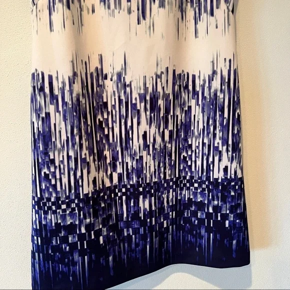 Vince Camuto Sleeveless Zip Closure Blue Abstract Print Career Dress - Picture 4 of 10